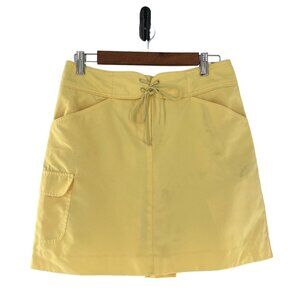 Izod Ladies Yellow Skort With Tie Waist & Pocket Design Size 4 Golf Tennis Skirt